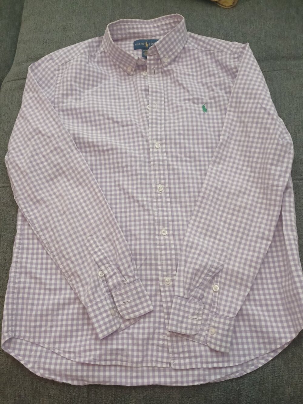 Boys X-Large 18-20 Ralph Lauren Gingham Button Down Long Sleve Shirt